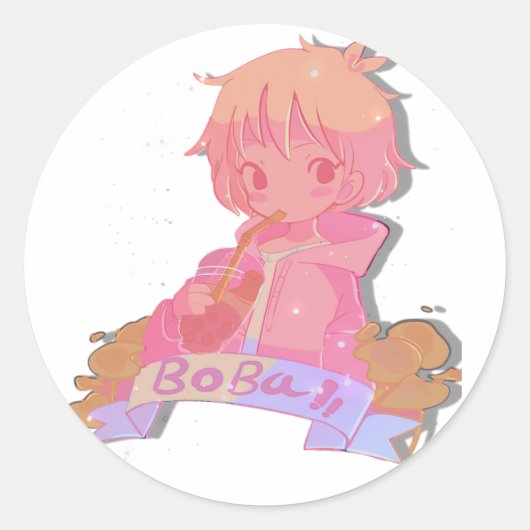 Niedliche Boba Tea Anime Girl Sticker (Vorderseite)