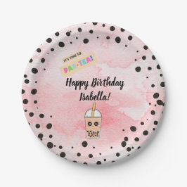 Niedliche Boba Tea Birthday Party Paper Teller