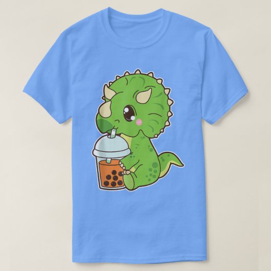Niedliche Boba Triceratops Dinosaur Thai Iced Bubb T-Shirt (Design vorne)