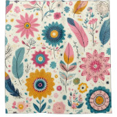 Niedliche Bohemische Blume Federn drucken Duschvorhang (Vorderseite)