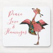 Niedliche Bohemische Flamingo Peace Liebe & Flamin Mousepad (Vorne)