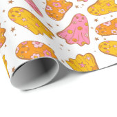 Niedliche Bohemische Hippie Ghost Halloween Pink O Geschenkpapier (Rolleneckpunkt)