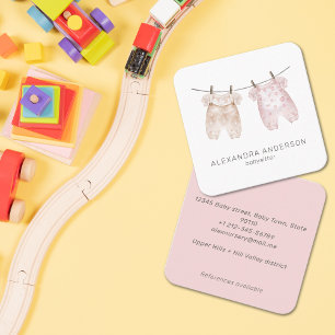 Niedliche Bohemische Kinderkleidung Wasserfarbe Ki Quadratische Visitenkarte