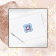 Niedliche Bohemische Königin mit blauem Hintergrun