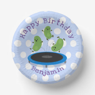 Niedliche Bohnen Springen Trampolin Cartoon Abbild Pappteller