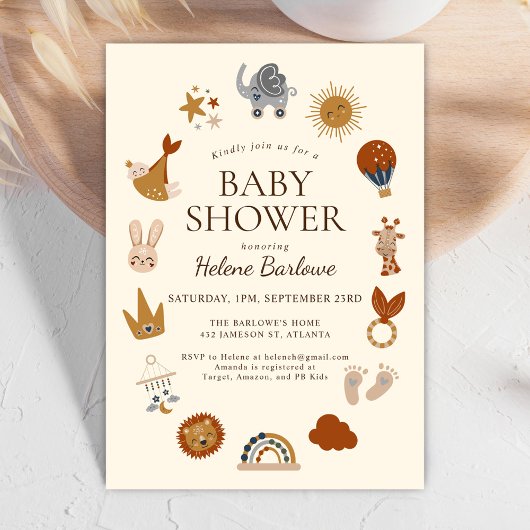 Niedliche Boho Babydusche Einladung