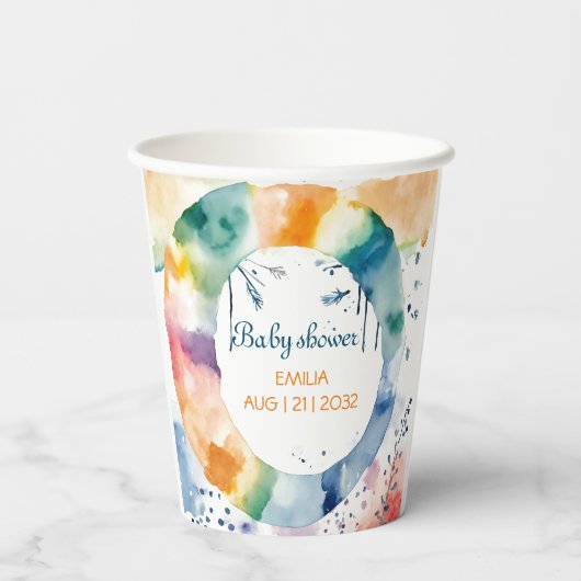 Niedliche BOHO Babydusche Pappbecher (Rückseite)