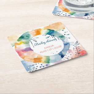 Niedliche BOHO Babydusche Rechteckiger Pappuntersetzer