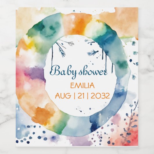 Niedliche BOHO Babydusche Weinetikett (Einzelnes Label)