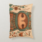 Niedliche Boho-Blütenuhu Dekokissen (Vorderseite(Vertikal))