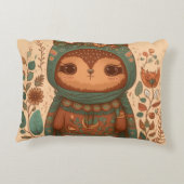 Niedliche Boho-Blütenuhu Dekokissen (Rückseite)