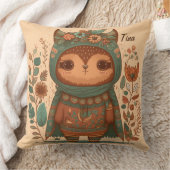 Niedliche Boho-Blütenuhu Kissen (Decke)