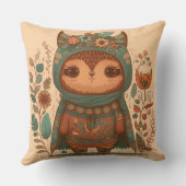 Niedliche Boho-Blütenuhu Kissen (Rückseite)