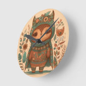 Niedliche Boho-Blütenuhu Runde Wanduhr (Winkel)