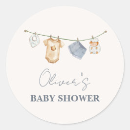 Niedliche Boho Clothesline Babydusche Runder Aufkleber