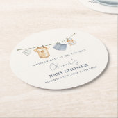 Niedliche Boho Clothesline Babydusche Runder Pappuntersetzer (Angewinkelt)