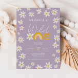 Niedliche boho daisu Regenbogen wild 1. Geburtstag Einladung<br><div class="desc">Sie ist eine wilde! Feiern Sie Ihren ersten Geburtstag mit unserer bezaubernden Retro-staubigen lila Lavendel boho daisy Blume Party Einladung! Mit einem niedlichen Sprichwort im Erdtondesign und einer herzförmigen Blume eignet sich dieses  ideal für ein abwechslungsreiches Fest mit Freunden und Familie.</div>