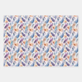 niedliche Boho Federn Blume gekacheltes Party Geschenkpapier Set (Vorderseite 2)