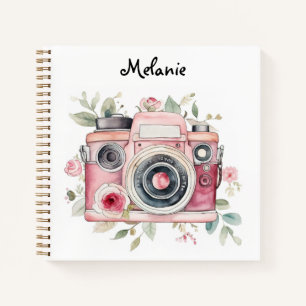 Niedliche Boho-Floral-Kamera Wasserfarbe Personali Notizblock