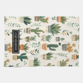 Niedliche Boho gepflasterte Pflanze Pflanze Lover  Geschirrtuch (Horizontal)