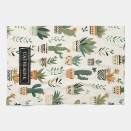 Niedliche Boho gepflasterte Pflanze Pflanze Lover Geschirrtuch