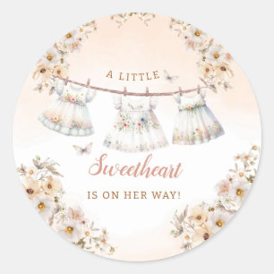 Niedliche Boho Kleidung Girl Babydusche Runder Aufkleber