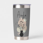 Niedliche Boho Line Art Blume und Schmetterlinge G Thermobecher (Links)