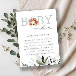 Niedliche Boho Lion Foliage Books für Babydusche Begleitkarte