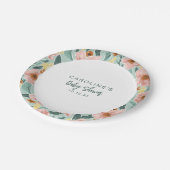 Niedliche Boho Mint-Zahnspange Rosa Blütenspülung  Pappteller (Schrägansicht)