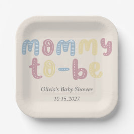 Niedliche Boho Mommy als Babydusche Pappteller
