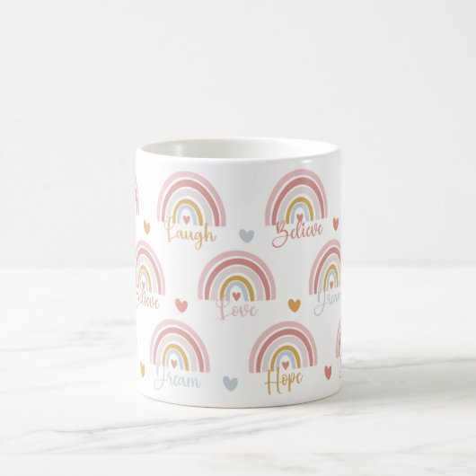 Niedliche boho multicolor-rosa Regenbogen-Tasse Kaffeetasse (Mittel)