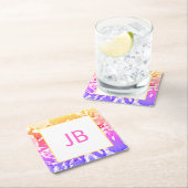 Niedliche Boho Ombre Monogram Custom Square Unters Rechteckiger Pappuntersetzer (Vor Ort)