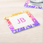 Niedliche Boho Ombre Monogram Custom Square Unters Rechteckiger Pappuntersetzer (angewinkelt)