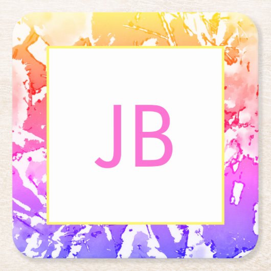 Niedliche Boho Ombre Monogram Custom Square Unters Rechteckiger Pappuntersetzer (Vorderseite)