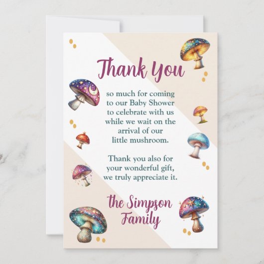 Niedliche Boho Pilze Babydusche Einladung (Vorderseite)