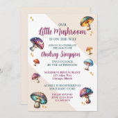 Niedliche Boho Pilze Babydusche Einladung (Vorne/Hinten)