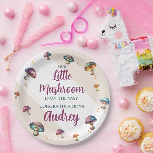 Niedliche Boho Pilze Babydusche Pappteller (Party)