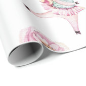 Niedliche boho pink unicorn geblümte Babydusche Geschenkpapier (Rolleneckpunkt)