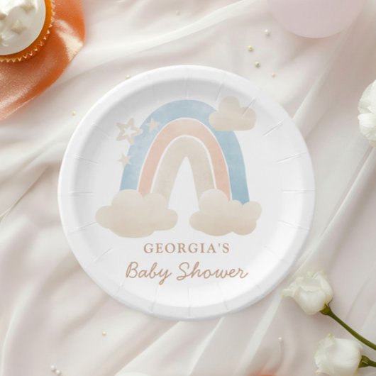 Niedliche Boho Rainbow Baby Dusche Pappteller