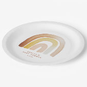 Niedliche Boho Rainbow Gender Neutral Baby Shower Pappteller (Schrägansicht)