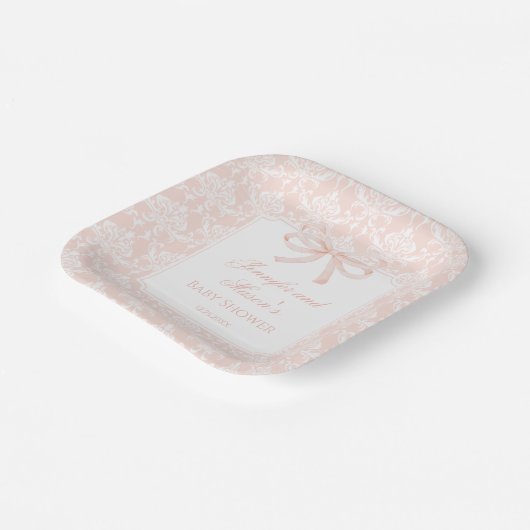 Niedliche boho rosa Bugband Babydusche Pappteller (Gewinkelt)