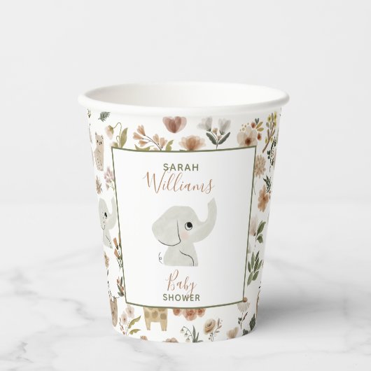 Niedliche Boho Safari Anamials Baby Showpaper Cups Pappbecher (Vorderseite)