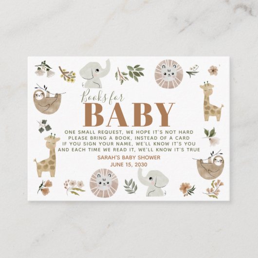 Niedliche Boho Safari Anamials Bücher für Baby Begleitkarte (Vorderseite)