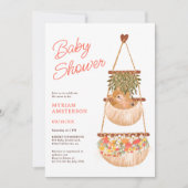 Niedliche Boho-Teddybär geschlechtsneutrale Babydu Einladung (Vorderseite)