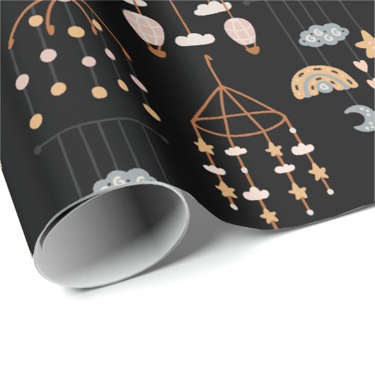 Niedliche Boho Toy Muster Illustration Kinder Geschenkpapier (Rolleneckpunkt)