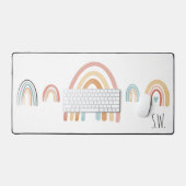 Niedliche Boho Watercolor Rainbow-Initialen Schreibtischunterlage (Tastatur & Maus)