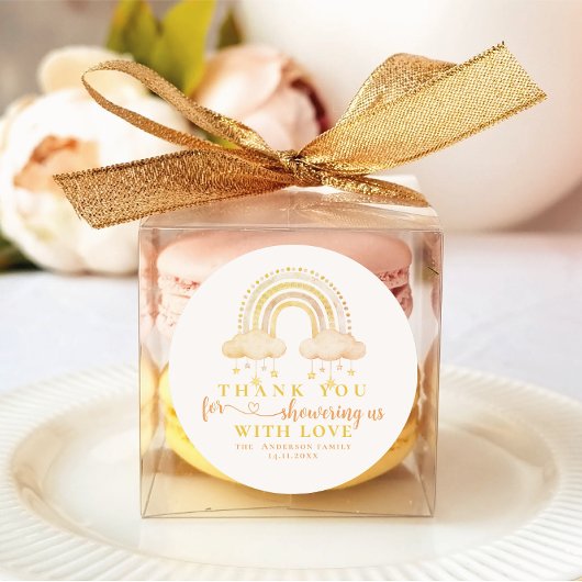 Niedliche Boho Whimsical Rainbow Girl Baby Dusche Runder Aufkleber