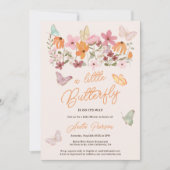 Niedliche Boho-Wildblumen kleine Schmetterlingsdus Einladung (Vorderseite)