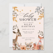 Niedliche Boho Woodland Animal Baby Dusche Einladung (Vorderseite)