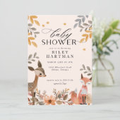 Niedliche Boho Woodland Animal Baby Dusche Einladung (Stehend Vorderseite)